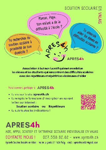 L'Association APRES4H recherche des étudiants pour donner des cours d'appuis ...
